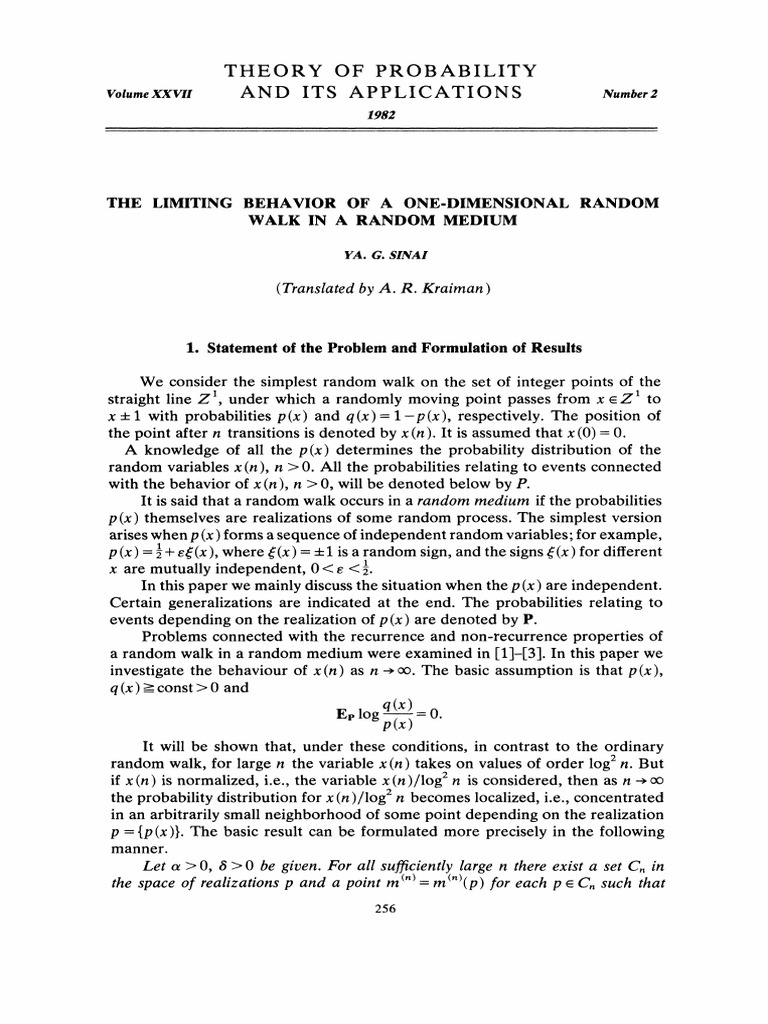 1983 the limiting behavior of a one dimensional random walk in a random
