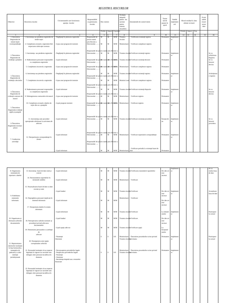12.model Registrul Riscurilor | PDF