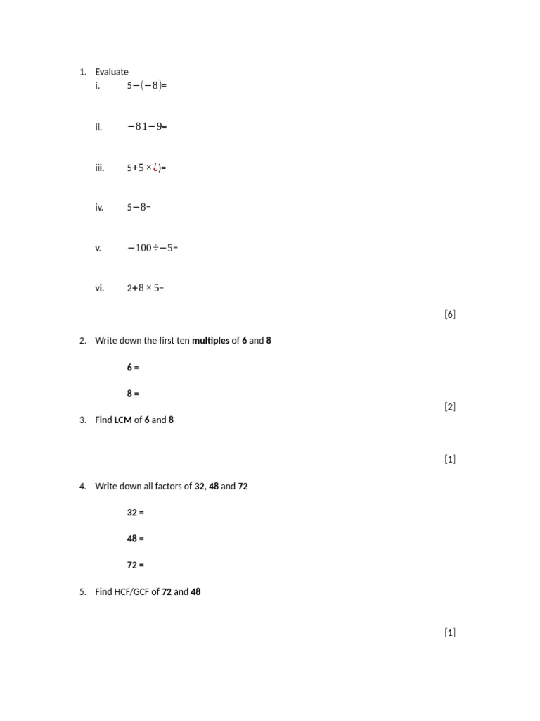 Grade 7 Math Progressive Test Pdf