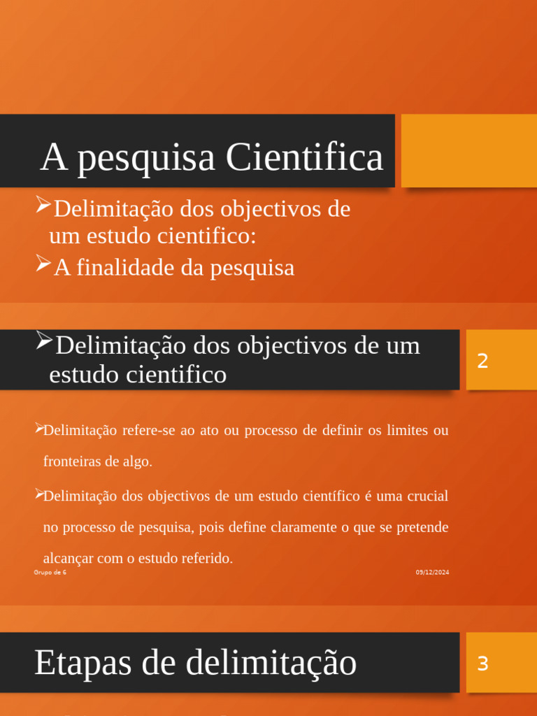 A Pesquisa Cientifica: Delimitação Dos Objectivos de Um Estudo ...