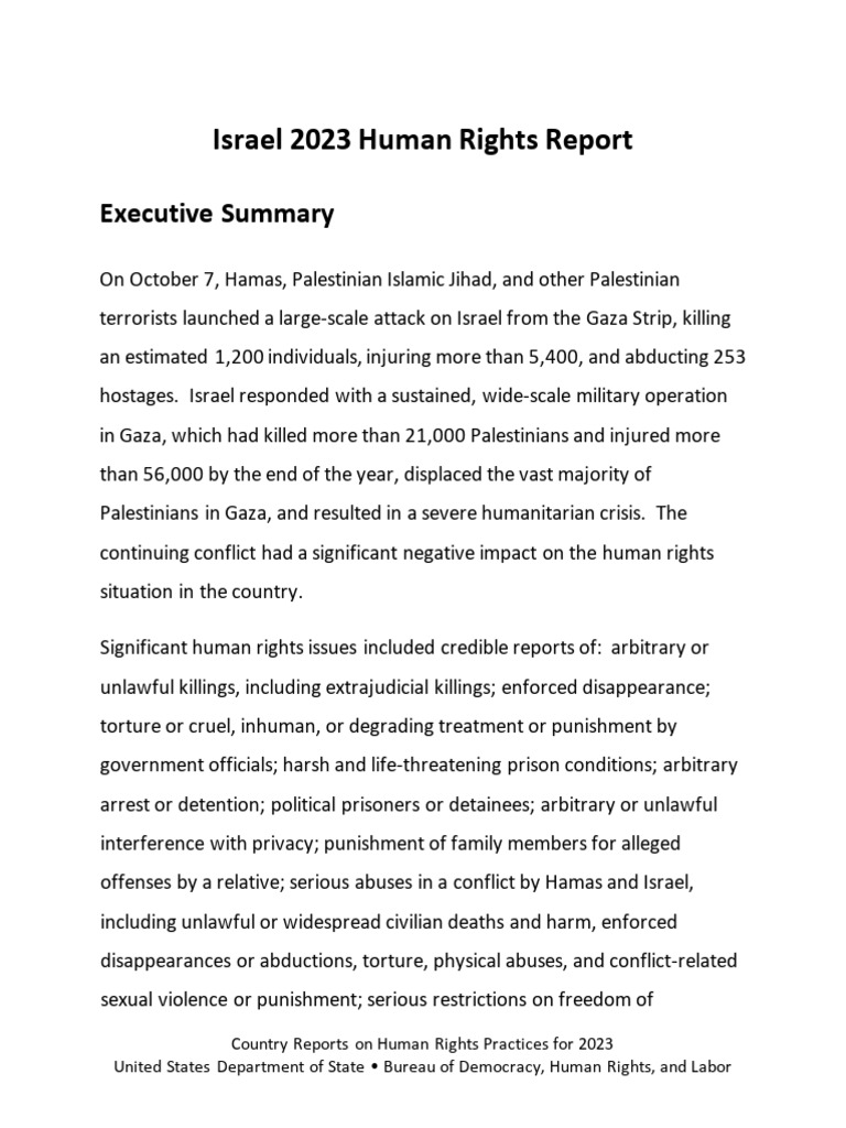 Israel 2023 Human Rights Report | PDF