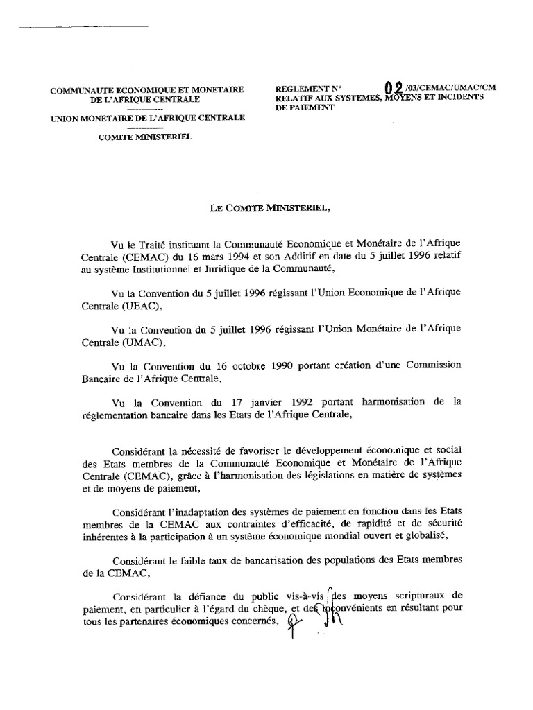 cemac-umac-reglement-2003-02-systeme-moyens-incidents-paiement-pdf