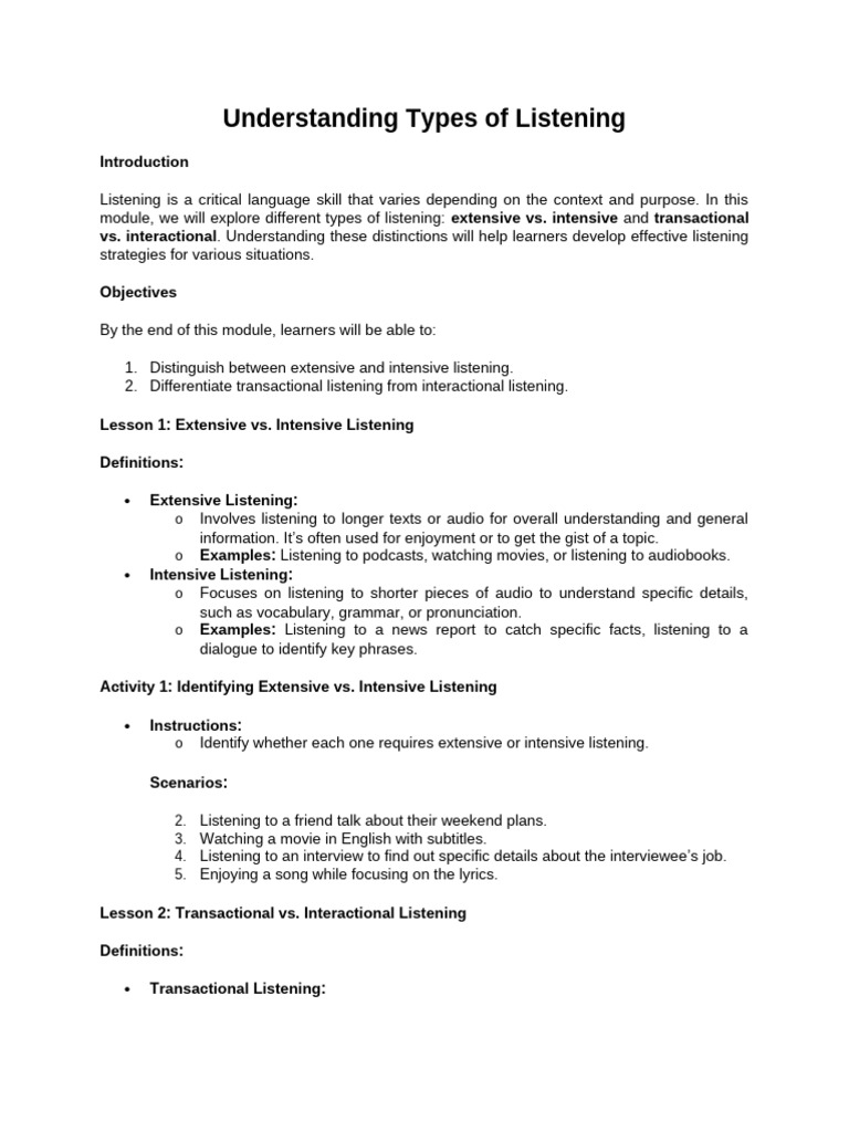 Listening Skills for Language Learners | PDF | Human Communication ...