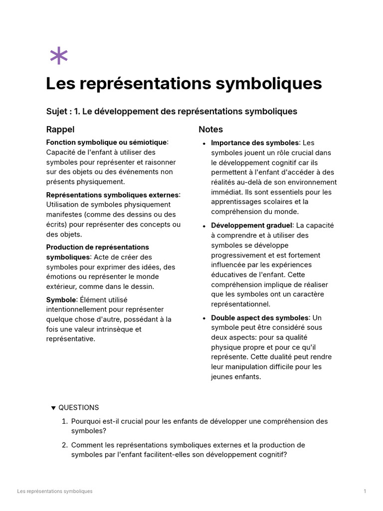 Chapitre 2 - Les Représentations Symboliques | PDF
