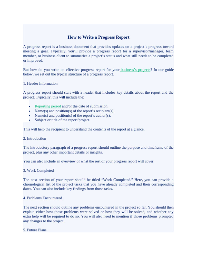Session 6 How To Write A Progress Report | PDF