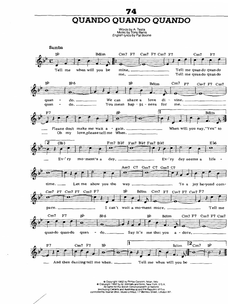 Quando Quando Quando (Chant - Engelbert Humperdinck) (Samba) | PDF