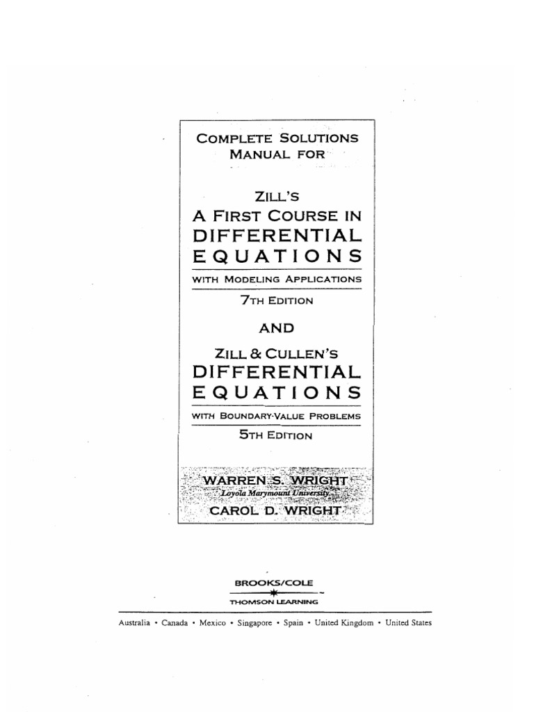 A First Course In Differential Equations Pdf
