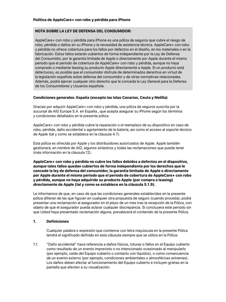 AC+ Spain Theft and Loss v1.2 - Spanish | PDF
