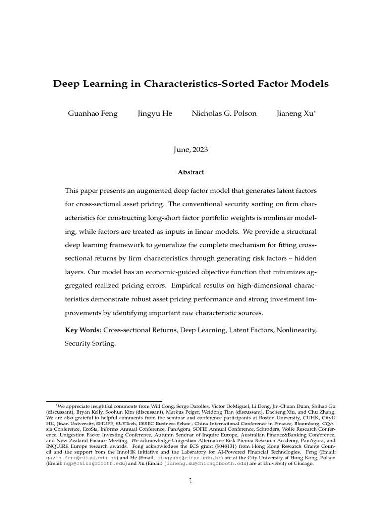 Deep Learning in Characteristics-Sorted Factor Models | PDF