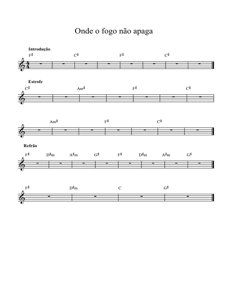 Onde o Fogo Não Apaga - Partitura Completa | PDF