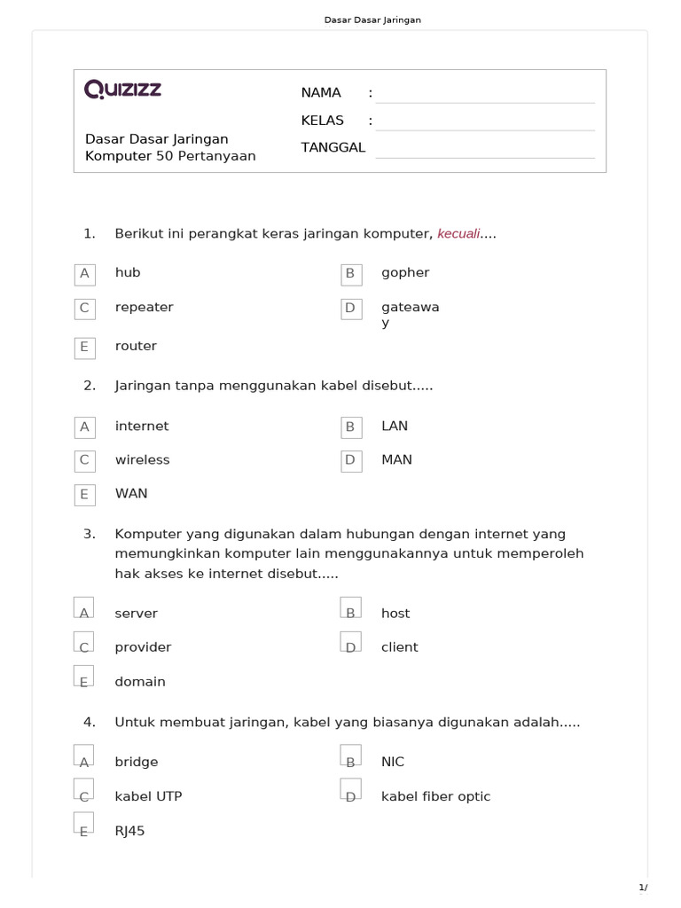 Dasar dasar jaringan komputer kelas x tkj tugas hari selasa 21 mei 2024