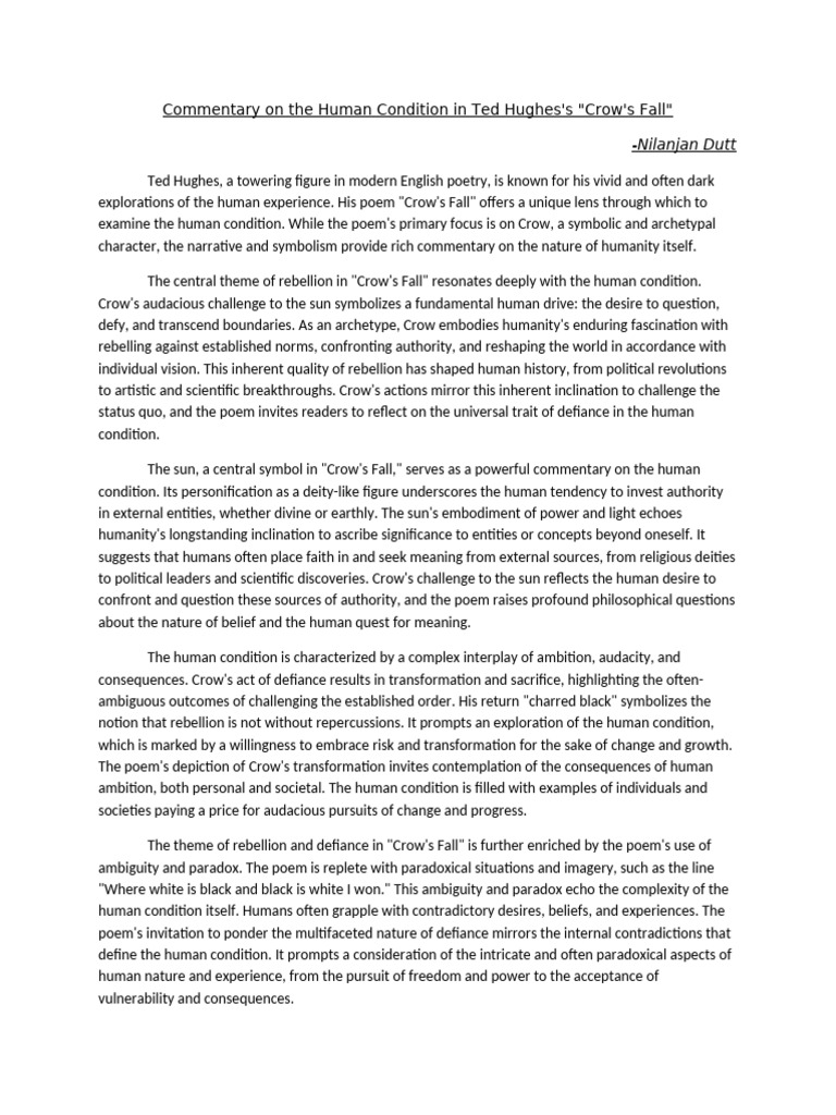 Commentary On The Human Condition | PDF