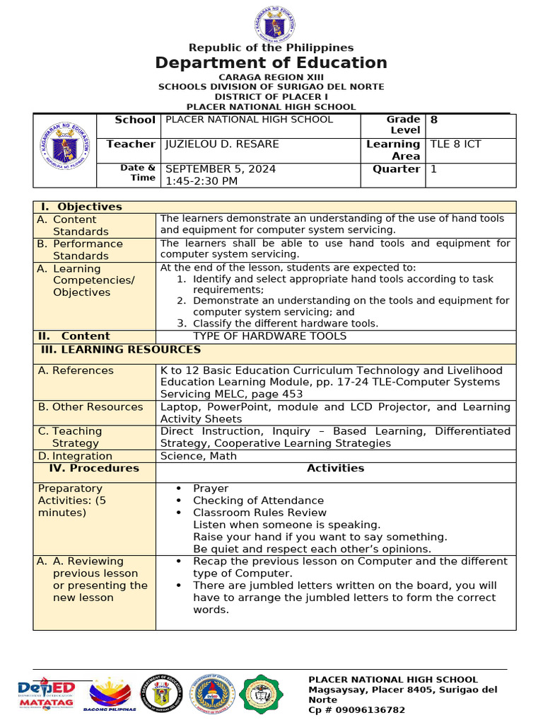 For Co Ict 2024 | PDF | Electrostatic Discharge | Learning