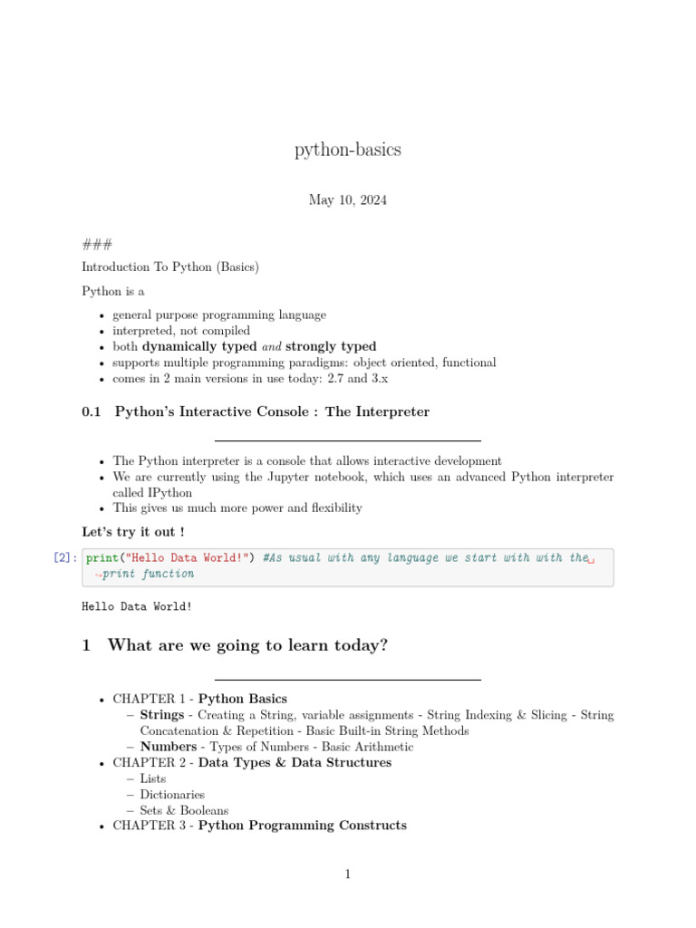 Python basics PDF Python basics pdf