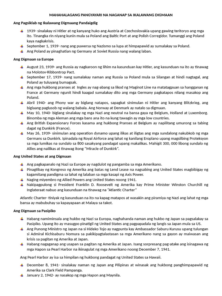 MGA NAGANAP SA WW2 Summary | PDF