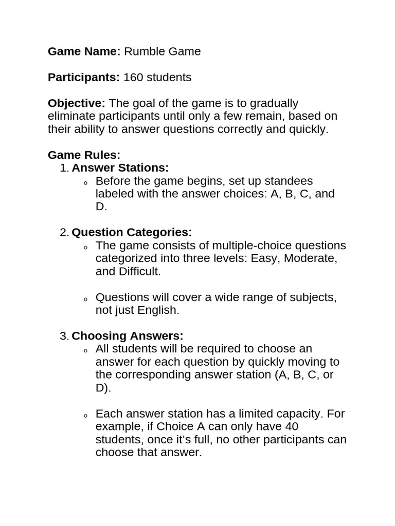 Rumble Game | PDF | Career & Growth | Sports & Recreation