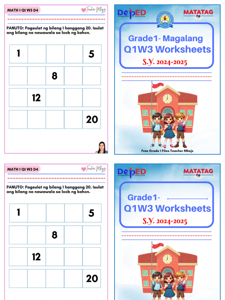MATATAG Grade 1 Q1 Week 3 Worksheets Booklet_Teacher Mhejz Bacani | PDF