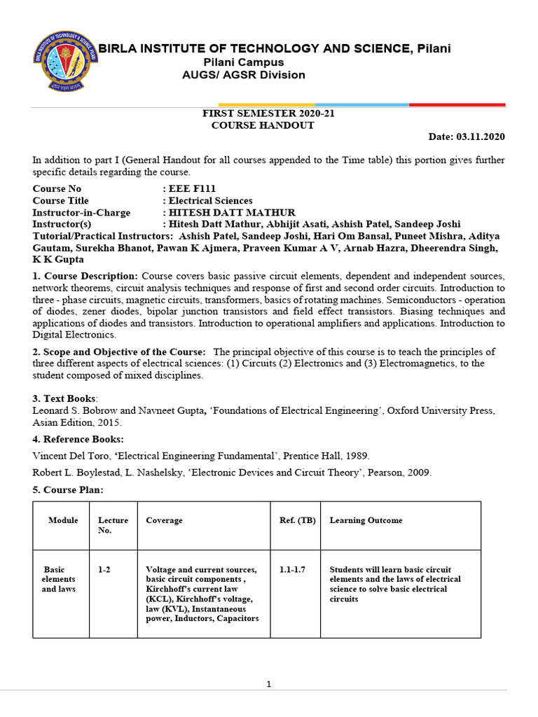 Electrical Science Handout | PDF