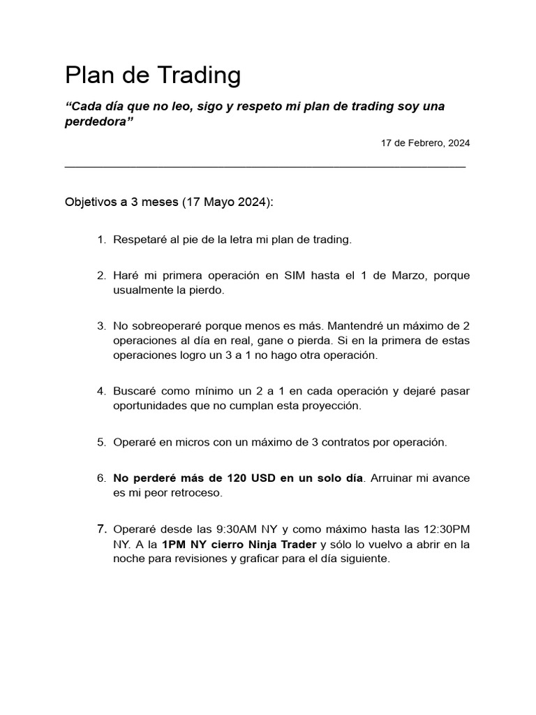 Plan de Trading 1 | PDF