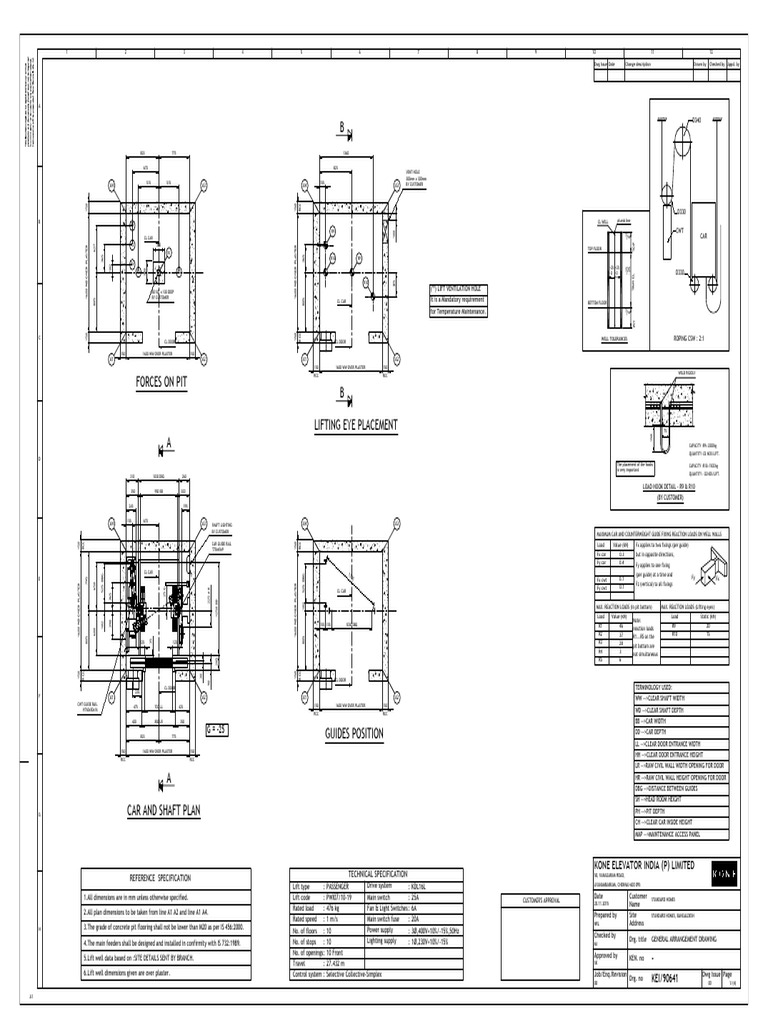 Kone Elevator General Arrangement Drawing | PDF | Elevator | Building ...