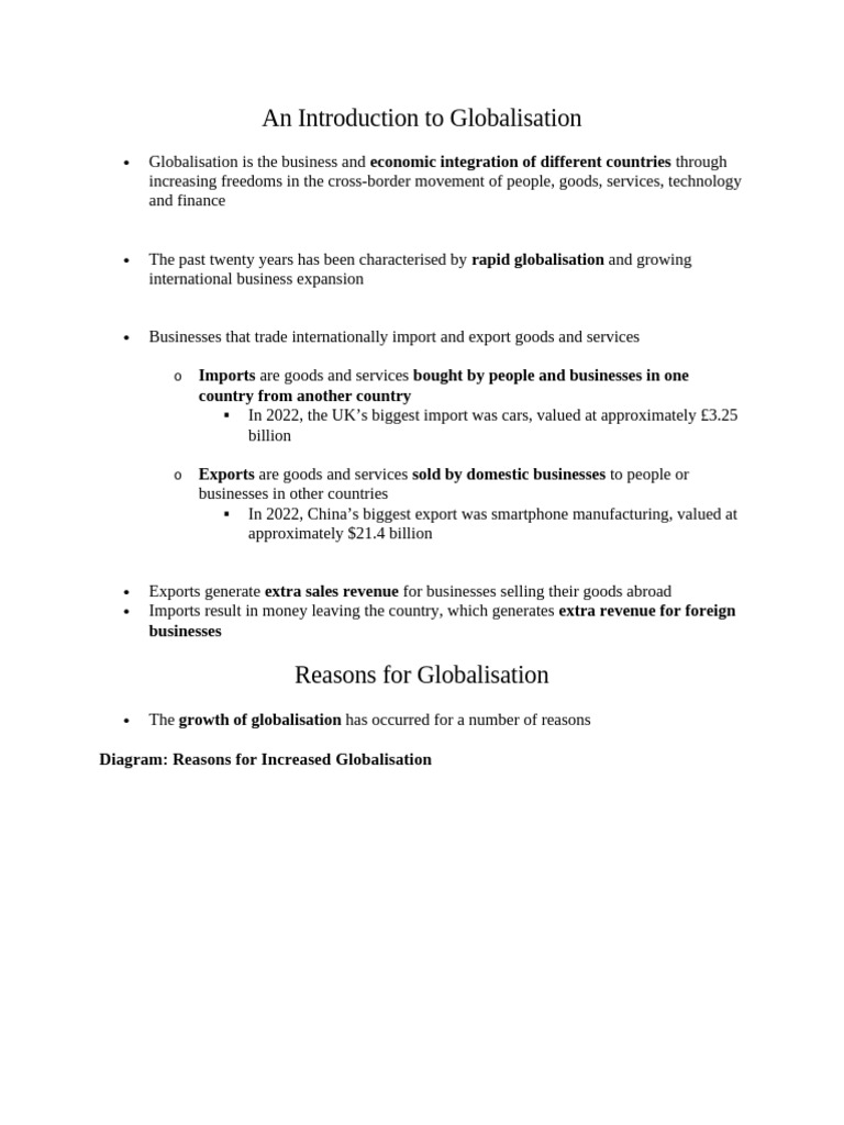 Globalisation Notes | PDF | Globalization | Finance & Money Management