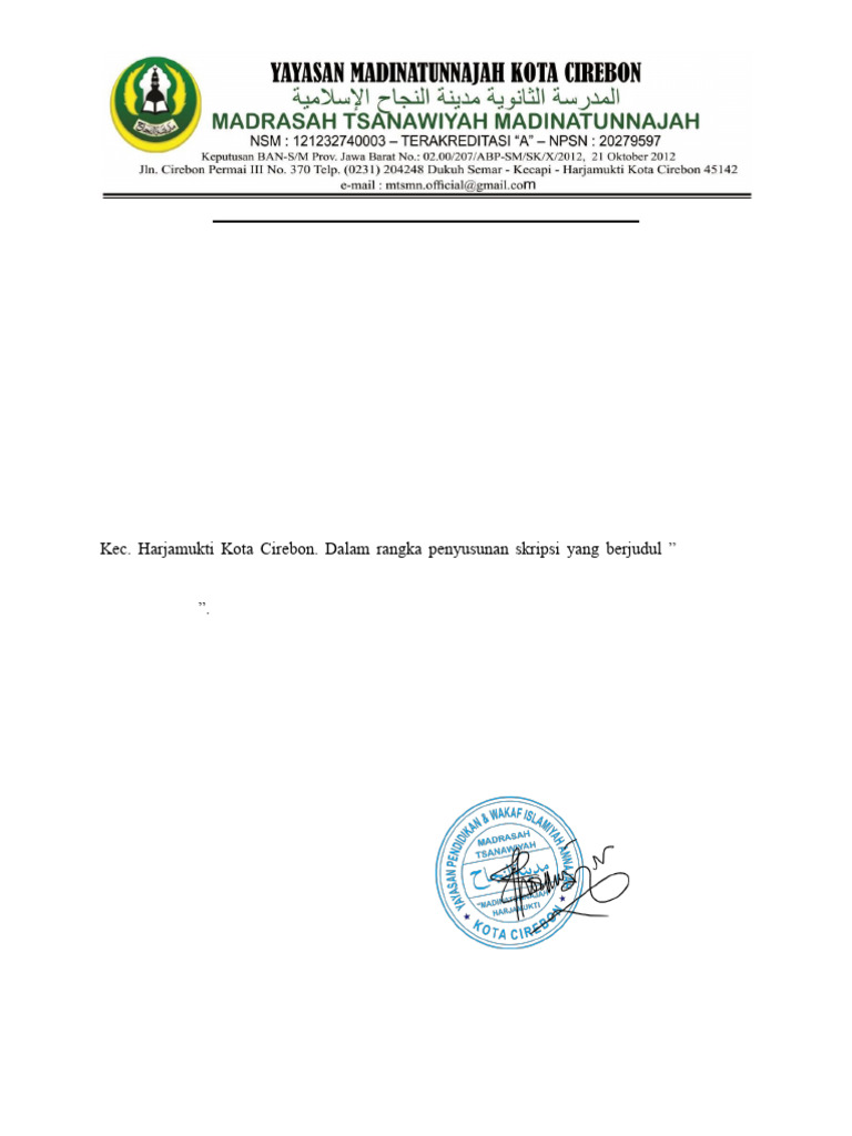 Surat Persetujuan Tempat Penelitian Bu Lek Pdf