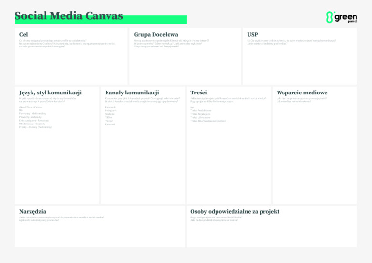 Social Media Canvas Green Parrot | PDF