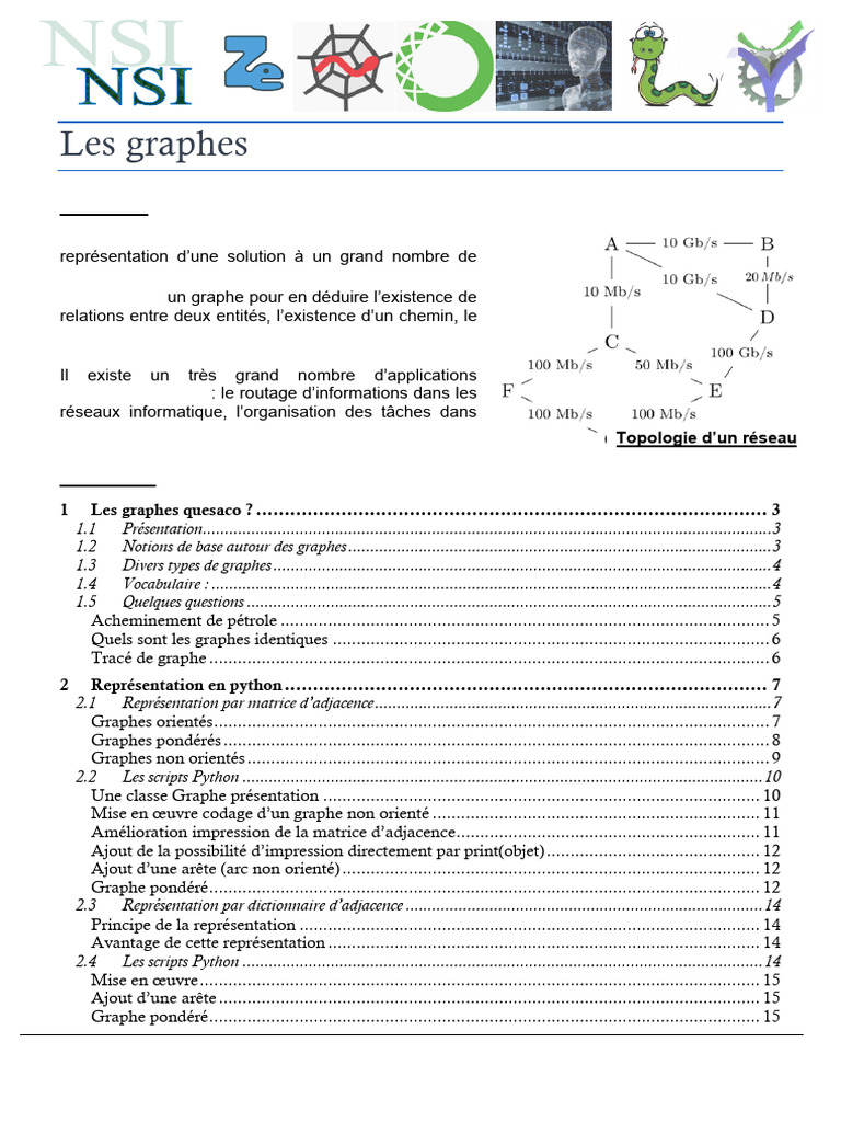 Nsi Structures de Donnees Les Graphes | PDF