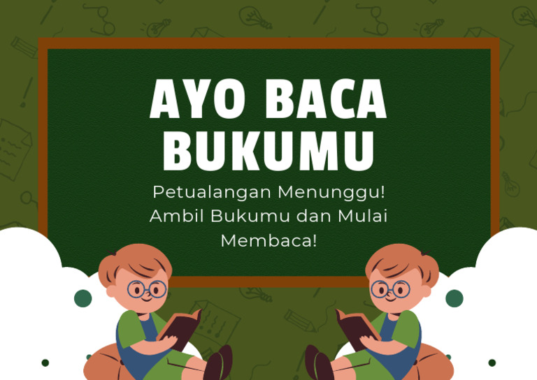 Hijau Ilustrasi Ayo Membaca Buku Poster Landscape Pdf