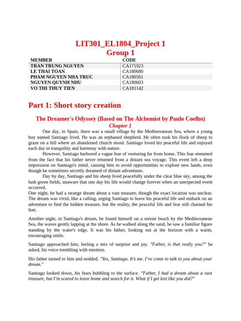 EL1804 - LIT301 - Project 1 - Group 1 | PDF