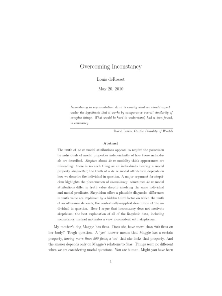 Inconstancy | PDF | Modal Logic | Truth