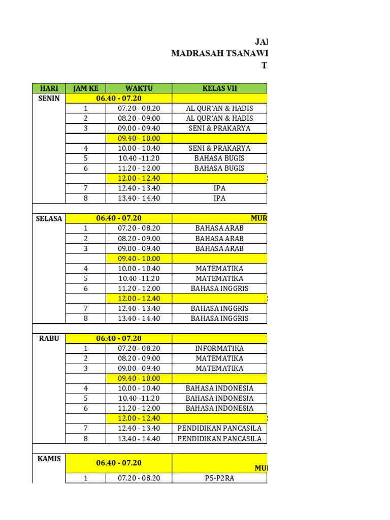 CONTOH ROSTER MTs AL HIKMAH | PDF