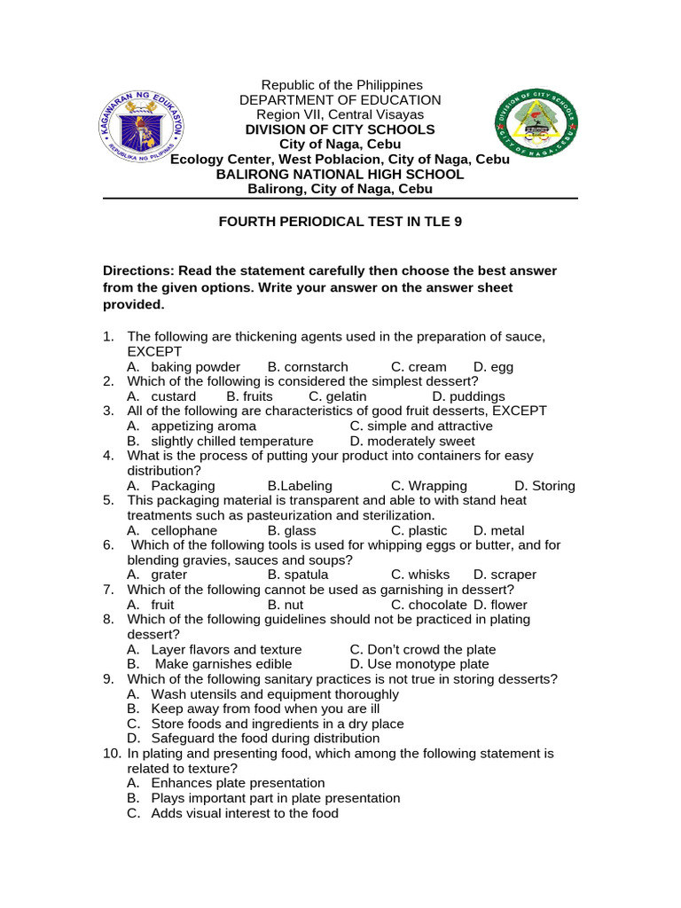 Q4 TQ Tle 9 | PDF