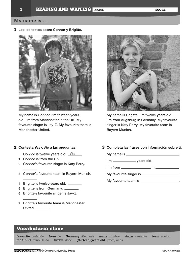 1 Reading And Writing A1 A2 Pdf