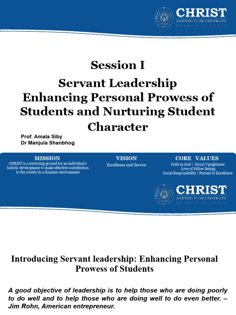 Session 1 - Introduction To Servant Leadership | PDF