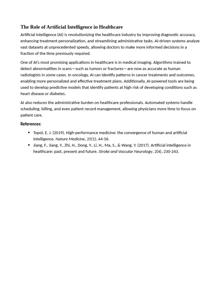 Ai in healthcare pdf