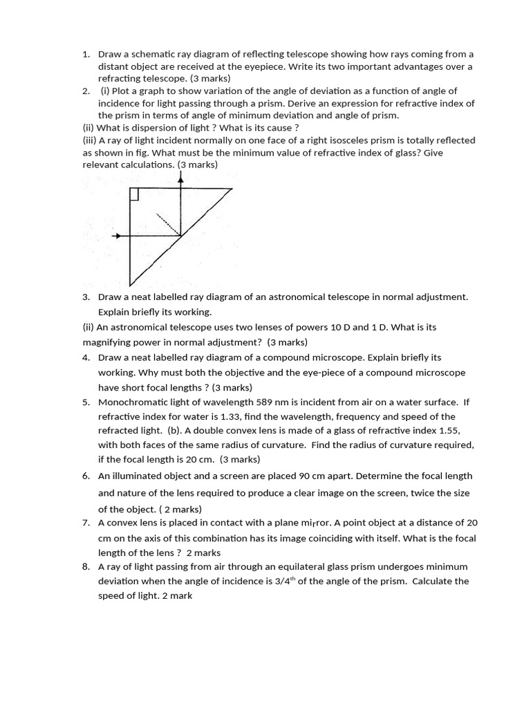 Ray Optics Full Portion Test-2024 | PDF