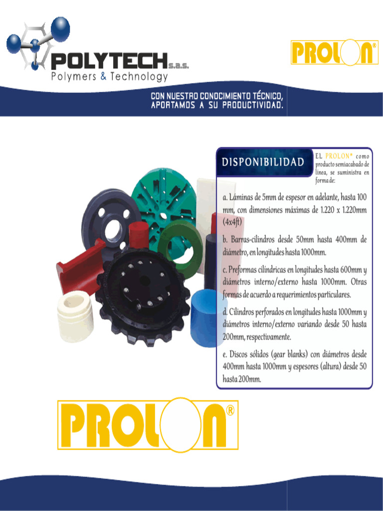 Catalogo Prolon - Marzo 2018 | PDF | Engranaje | Materiales