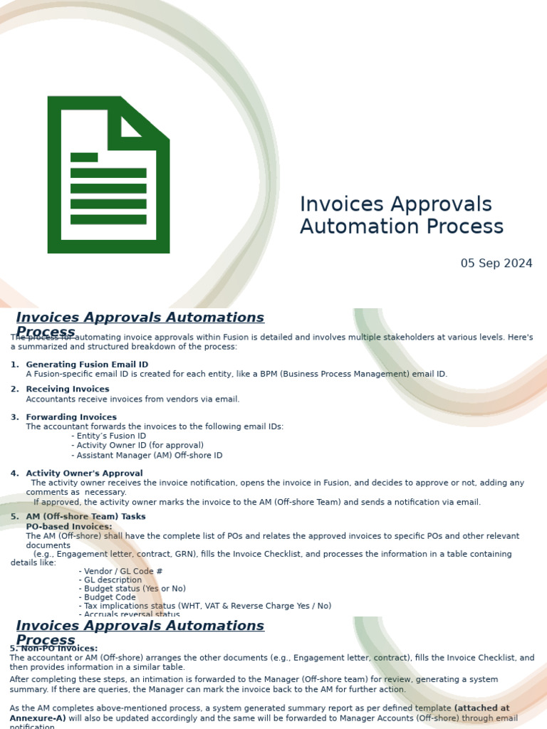 Invoices Approvals Automations Process - V1 2 | PDF