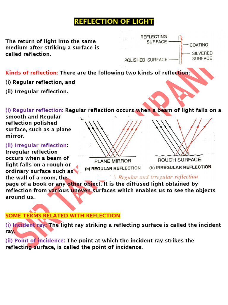 Reflection of Light | PDF | Reflection (Physics) | Art