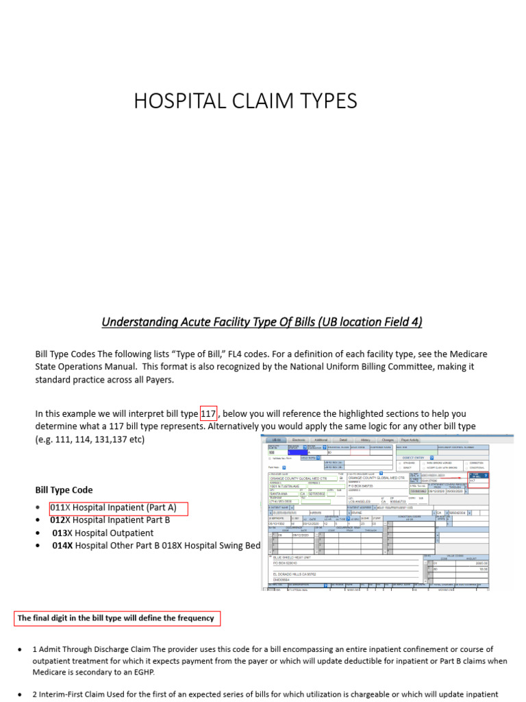 Understanding Acute Facility Type of Bills (UB | PDF