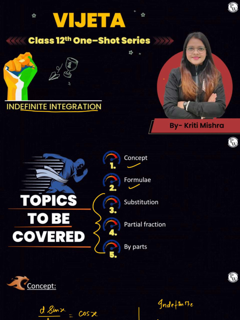 Indefinite Integration - Class Notes - Vijeta 2023 | PDF