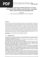 Download SYNTHESIS AND CHARACTERIZATION OF CATALYSTS CONTAINING MOLYBDENUM AND TUNGSTEN AND THEIR APPLICATION IN PARAFFIN ISOMERIZATION by IJAET Journal SN76852989 doc pdf