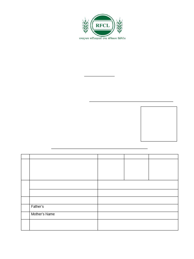 RFCL Bio Data Form | PDF