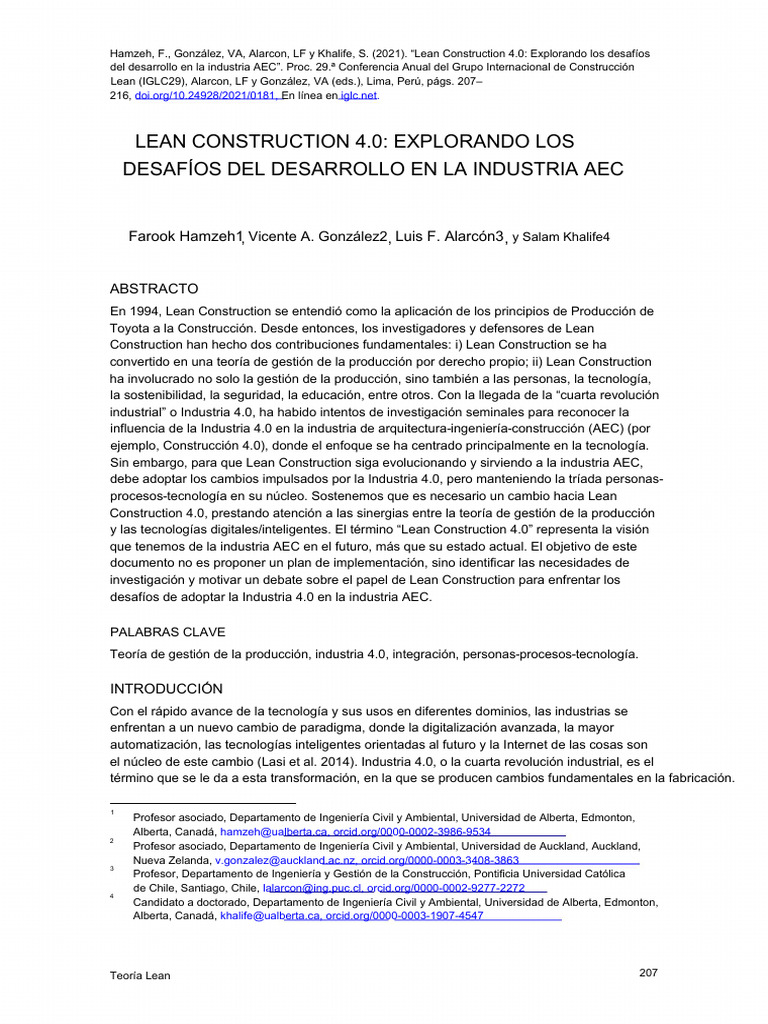 Hamzeh Et Al. 2021 - Lean Construction 4.0 - Exploring The Challenges ...