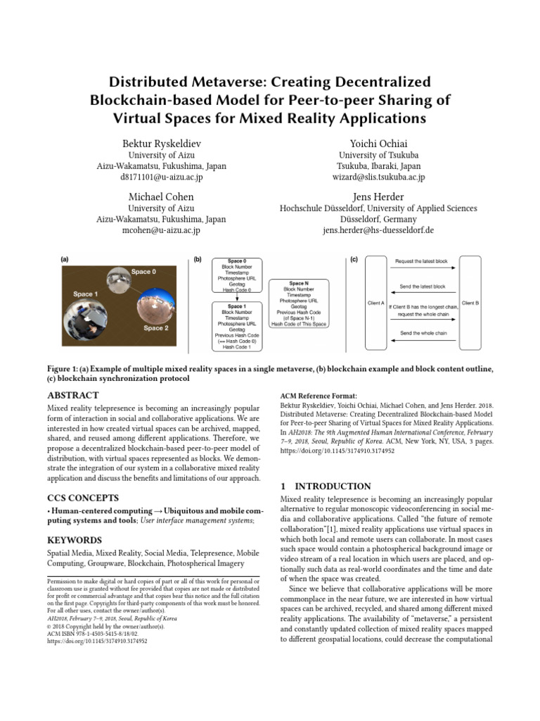 Distributed Metaverse: Creating Decentralized Blockchain-Based Model ...