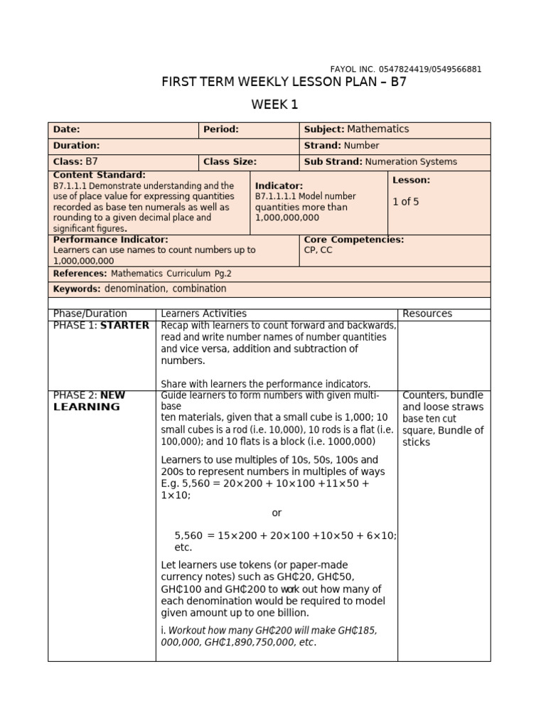 Basic 7 Term 1 Week All Maths Mathematics | PDF