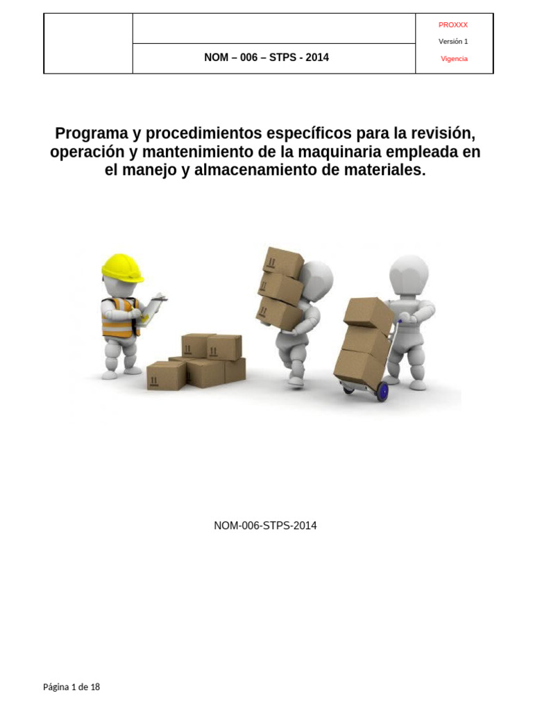 PRO703 manejo y almacenamiento de materiales NOM-006-2014 | PDF