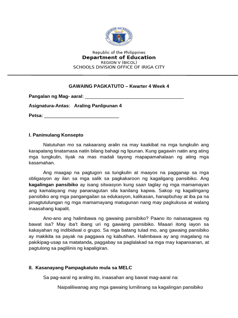 Las AP Grade 4 q4 Week 4 | PDF