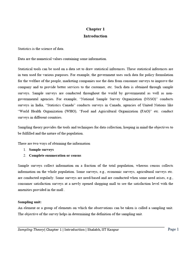 Sampling Theory. Shalabh Sir | PDF